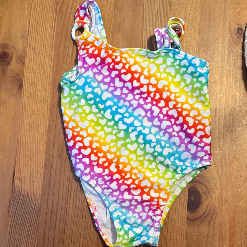 Rainbow Heart Kids One Piece Swimsuit
